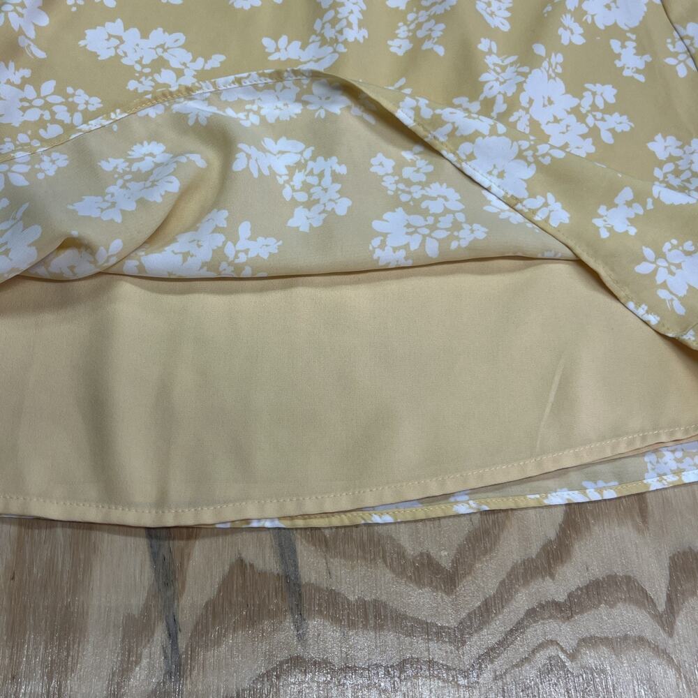 Abercrombie & Fitch Babydoll Dress Smocked Yellow Floral Size M Y2K Cottagecore - Picture 8 of 16